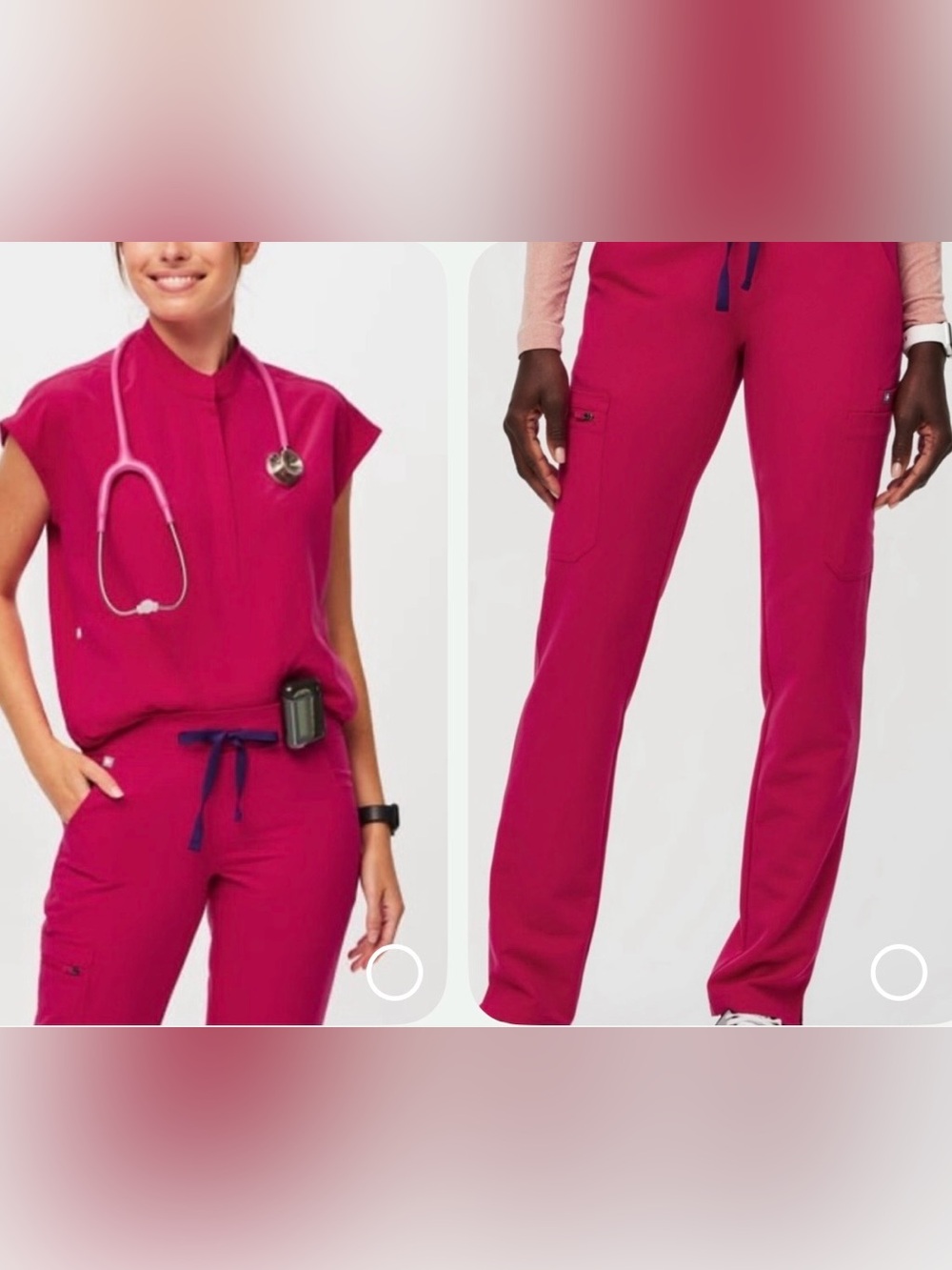 FIGS Set of both Rafaela Small EUC Top & Yola Small-Petite NWT Pants- Ultra Rose